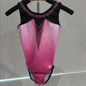 Girls GK Pink and Black Gymnastics Leotard size AXS